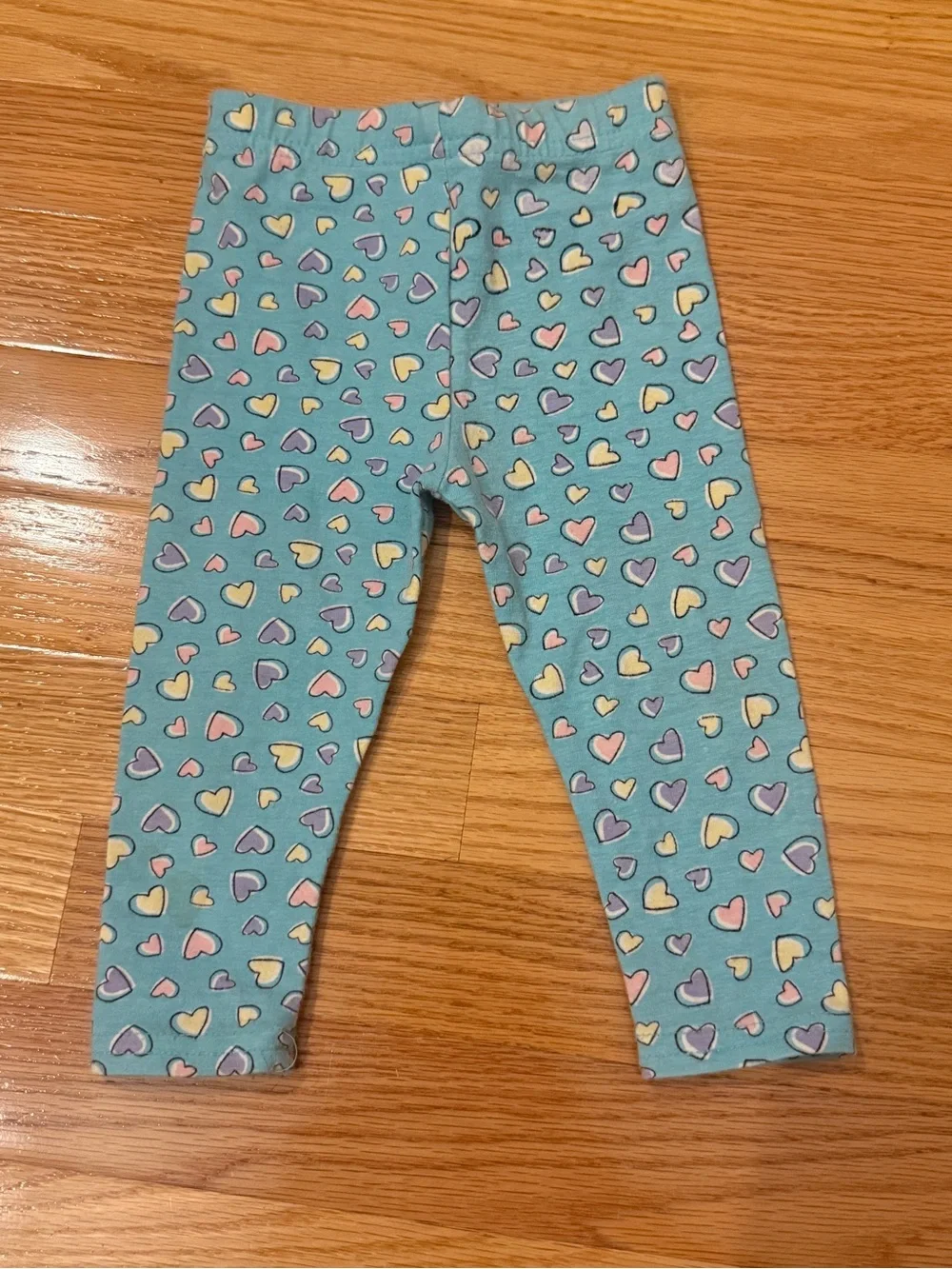 90’s Vintage Aqua Heart-Print Stretch Leggings